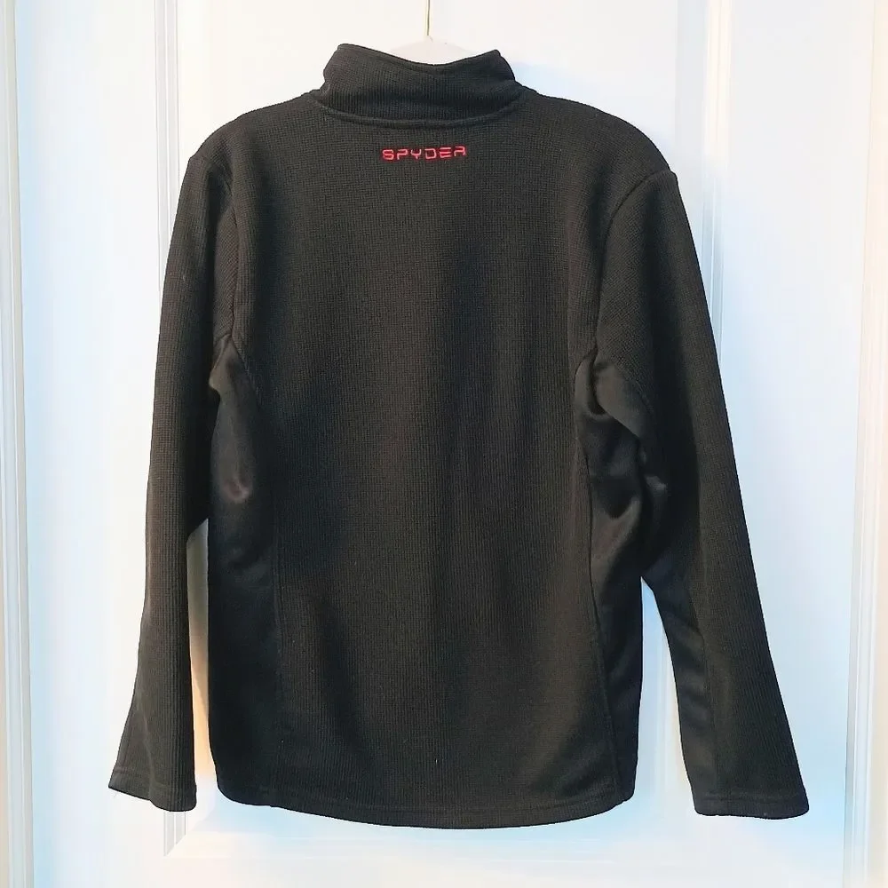 Boy's Spyder Black Red Full Zip Jacket Size Large 14/16
